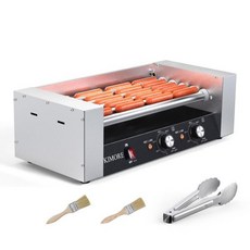 핫도그 롤러 5개 그릴 12개 이중 온도 조절이 가능한 750W 스테인리스 기계 상업용 탈착식 드립 트레이, 5 Rollers