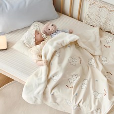 쁘리엘르 유아용 에디 극세사 양면 블랭킷, 베이지