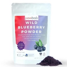 powbab 와일드 블루베리 파우더: 100% 전체 야생 (70g). 캐나다 재배. 동결, 70g, 1개