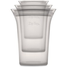 집탑 실리콘 지퍼백 Zip Top 재사용 식품 보관 가방 3컵 세트 전자레인지 4종 색상, 3컵세트피치