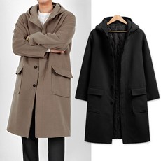 후드 오버핏 울 롱 코트 (GR001)