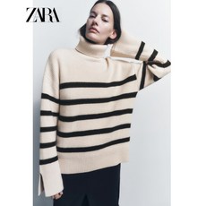 ZARA 자라 스트라이프 목폴라 니트 티셔츠