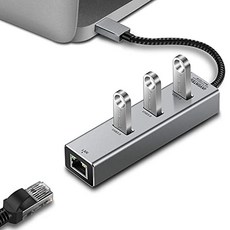 USB- 이더넷 어댑터 JAVONTEC USB-3 포트 USB 3.0 허브 RJ45 10100 1000 기가비트 이더넷 LAN 유선 네트워 (USB to 3 USBRJ45), USB to 3 USB+RJ45
