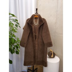 [겨울신상 무배] 린프 라인 밍크 퍼 에코 하이넥 롱 코트