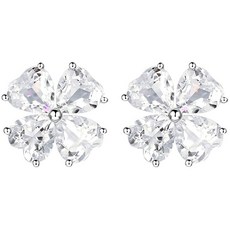 JIANGXIN 행운의 네 잎 클로버 여성 토파즈 황수정 자수정 가넷 페리도트 아쿠아 마린 탄생석 화이트 골드