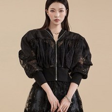딘트 J2162 로헤 레이스 블루종 점퍼 블랙
