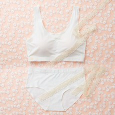 [30만장 판매돌파]푸딩언더웨어 러블리 푸딩브라 + 삼각팬티 세트(블랙 화이트 스킨 아이보리)