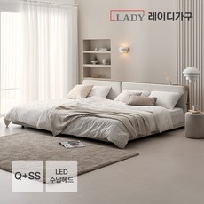 레이디가구 레브 기능성 패브릭 패밀리침대 수납헤드 Q+SS 크림베이지