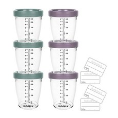 [베베락] 포네르 트라이탄 이유식용기 240ml (3+3개입), 포네르240ml(블루그레이3P레드빈3P), 6개