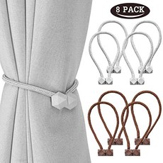 NMT 8 PCS 마그네틱 커튼 타이백 유럽식 편리한 드레이프 타이 백 장식 드레이프 타 [4 Gray + 4 Brown] - P079808F4RS13H0, 4 Gray + 4 Brown