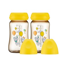 [1+1] 순수아 PPSU 젖병 트윈팩 240ml 300ml 노꼭지, 1+1 PPSU 젖병 240m-옐로우-2개(노꼭지), 2개