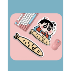 귀여운 물고기 짱구 패드 [ 마우스 ] [키보드] 만화 캐릭터 손목보호대 사무용품 게임 게이밍 용품, 마우스패드, 1개