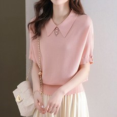 최저가 노랑가오리애 최저가 정보 리스트 10 6 Blouson 콩버튼 카라 가오리 반팔 니트_B2404KN613B_C