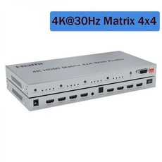 오디오 추출 4x4 HDMI 매트릭스 (오디오 추출기 포함 4K @ 60Hz HDR 18Gbps 2.0 스위처 분배기 4 in 출력 지원 HDCP2.2 EDID RS232, 4K 30Hz Matrix 4x4_With EU(한국호, 1개 - 매트릭스오디오