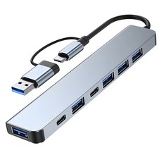 리프포드 C타입 USB 7 인 1 인터페이스 허브, 그레이, 1개