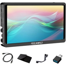 FEELWORLD FW568S 6인치 SDI 필드 모니터 Full HD 1920x1080 IPS DSLR 카메라 파형 LUT 피크 비디오 포커스 F970 외장 전력 설치 키트, 1개