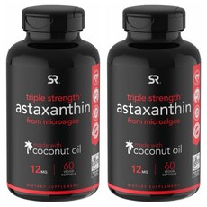 스포츠 리서치 아스타잔틴 12mg 60정 2통 Vegan Astaxanthin (12mg) with Coconut Oil for Better Absorption, 2개