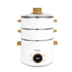 키친아트 멀티쿠커 2L + 2단 전기찜기, (KA-W2535 White + Wood)
