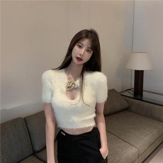 요즘힙한 블핑제니 메탈체인 벨벳 민소매 니트 여성니트 여자니트 완소템 클럽룩