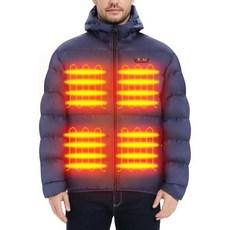PTAHDUS 남성 발열 자켓 배터리팩 7.4V 핸드워머 포켓 경량 발열 퍼프 자켓 남성, X-Large, Blue