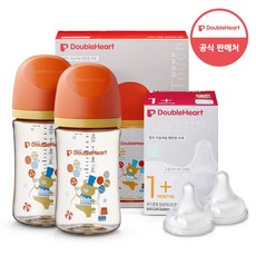 더블하트 모유실감 3세대 PPSU 디어프렌즈 트윈팩 240ml+젖꼭지(2입), 서커스베어, 3세대 젖꼭지S, 2개