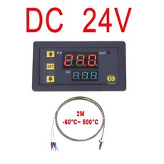W3230 DC 12V 24V AC110-220V 프로브 라인 디지털 온도 제어 LED 온도 조절기 레귤레이터 열/냉각 제어 온도 조절기, 1개, 6) DC 24V with sensor