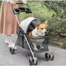 강아지 유모차 원터치 폴딩 초경량 개모차 저상형, 라이트 유모차