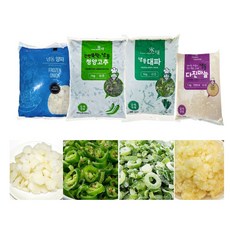 냉동야채 인기채소 냉동대파 다진마늘 청양고추 양파다이스 4종세트, 1set, 1kg