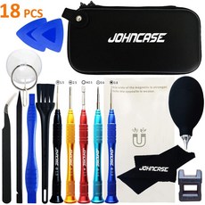 by Johncase 18 개 전문 정밀 휴대 전화 전자 수리 도구 키트 마그네틱 드라이버 세트 W 휴대용 케이스 수정 모바일 장치 아이폰 아이 패드 시계 유리 태블릿