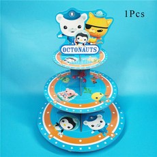 Octonauts 따개비 크와지 페소 테마 파티 장식 종이 컵 플레이트 모자 베이비 샤워 풍선 어린이 생일 용, [15] Cake stand x 1