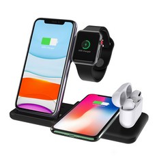 4in1 15W 멀티 무선 고속 충전 패드 핸드폰 시계, 4in1(블랙)