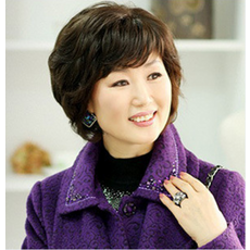 여자가발 신상 중년 가발 단발 짧은곱슬머리 여성 어머니 리얼머리카락, T02-다크브라운, 기본