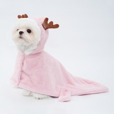 강아지 루돌프 수건 사슴 후드 담요 수면잠옷 강아지 가운 판초우의, 1개, 핑크
