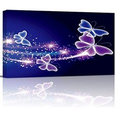 미국직배송 그림액자 Cloud Dream Home 캔버스 벽 Art 나무 Framed 핑크 Purple Butterfly Shining Light, One Color_16x32inch, One Color