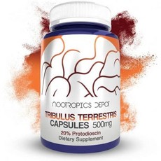 Nootropics Depot Tribulus Extract Capsules | 500mg | 20% Protodioscin | Tribulus terrestris | Fitnes, 1개, 60정