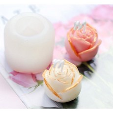 단일 구멍 입체 프 로즈 실리콘 몰드 미니 장미 꽃 장식 양초 diy, 3pcs, 3개