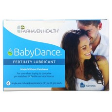 페어해븐 헬스 Fairhaven Health BabyDance 임신 윤활제 일회용 튜브 및 애플리케이터 6개 각 3g(0.1oz), 1개