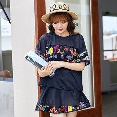 섹시 슬림핏 오버핏 빅사이즈 스윗 무드 수영복 배가리기 선택함 가슴을 모아주는 온 200근 뚱뚱한 룩, 블랙 D컵