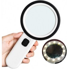 12 LED 조명 책 신문 보석 우표 공예 지도용 이중 유리 렌즈가 있는 106mm 대형 왜곡없는 손 돋보기