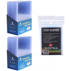 WINTRA 3" x 4" 무역 및 스포츠 카드용 토플로더 및 페니 슬리브 번들(무역 및 스포츠 카드용) 35pt 토플로더 50개 및 클리어, 단일옵션
