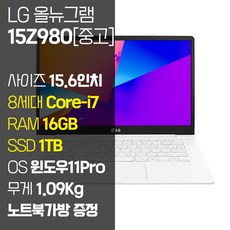 LG 2020 그램15 15Z90N 10세대 Core-i5 RAM 16GB SSD탑재 윈도우11설치 중고 노트북, WIN11 Pro, 1TB, 코어i5, 화이트