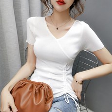 봄 여름 쿨 반소매 여성의류 슬림