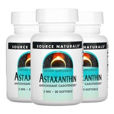 소스네츄럴스 아스타잔틴 2 mg 30 소프트 젤, 3개, 30정