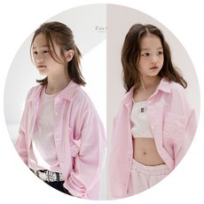 [당일발송] 핑크17호 루즈셔츠 봄 가을 주니어 남아 여아 긴팔카라남방 오버핏 키즈 지안클로버