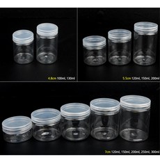 투명 플라스틱 소분원통(10p)슬라임 비즈 숙박 크림통 화장품통 샘플 로션, 1개, 7cm - 120ml