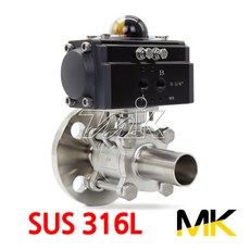  스텐공압볼밸브3PC 316L 10K F * BW더블 MK 스텐밸브 볼밸브 자재 배관자재 수도배관자재 (20731), 1개 