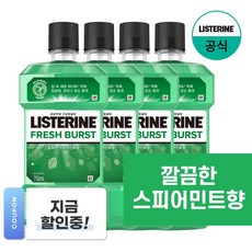 리스테린 후레쉬 버스트 구강청결제, 750ml, 4개