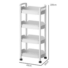 매이노 이동식 선반 다용도 수납 트롤리 4단, 백색, 1개
