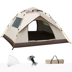ELSECHO 플랜타트 원터치 자동 텐트 방수 방우 캠핑용 4인용, 카키색