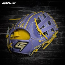 골드 로얄 내야 글러브 PRO-KM 퍼플/옐로우, 자수, 1개